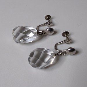 Vintage Clear Glass Bead Screw On Earrings